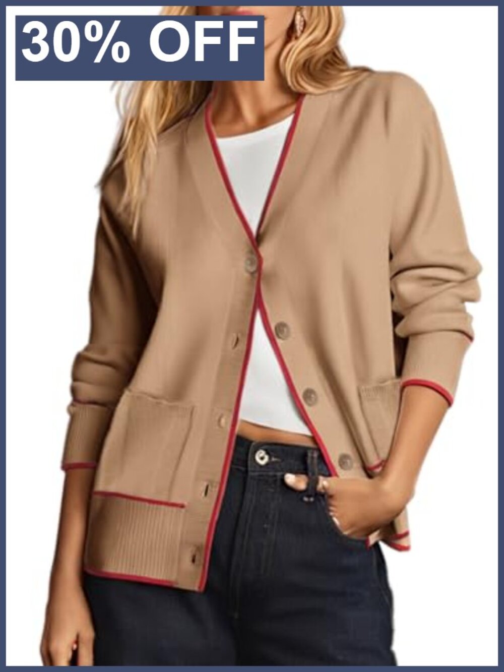 Dokotoo Women's Short Cardigan Button Down Sweater with Pockets
